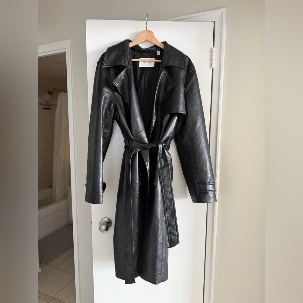 Aritzia Babaton Faux Leather Trench Coat